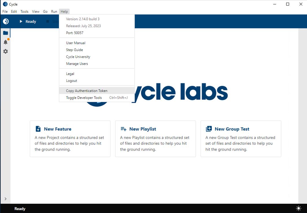 copy token from help menu