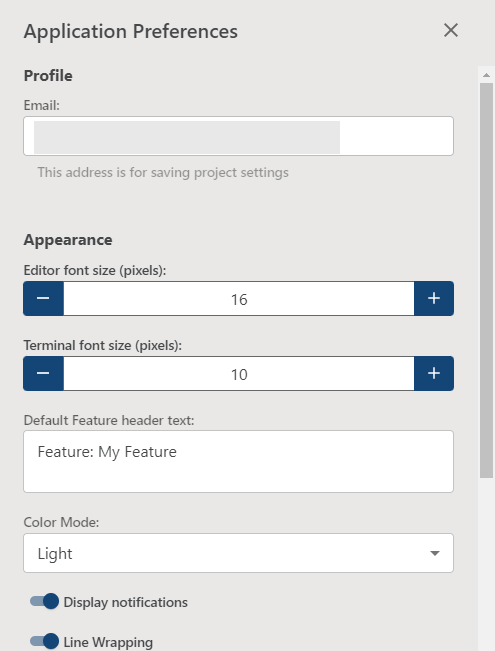 Application Preferences