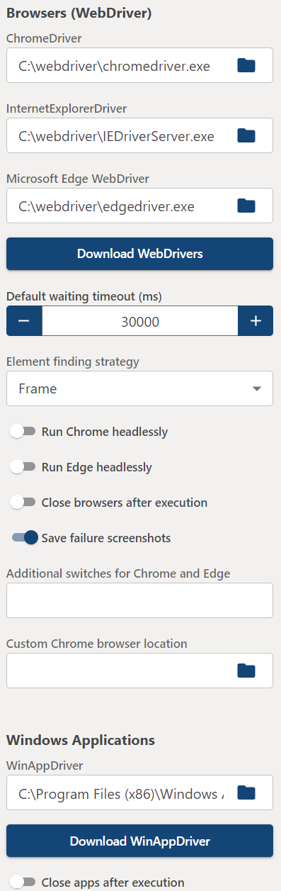 Set WebDriver location