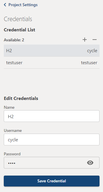 Credentials Settings
