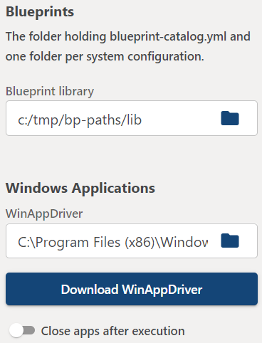 Blueprints and Windows applications settings