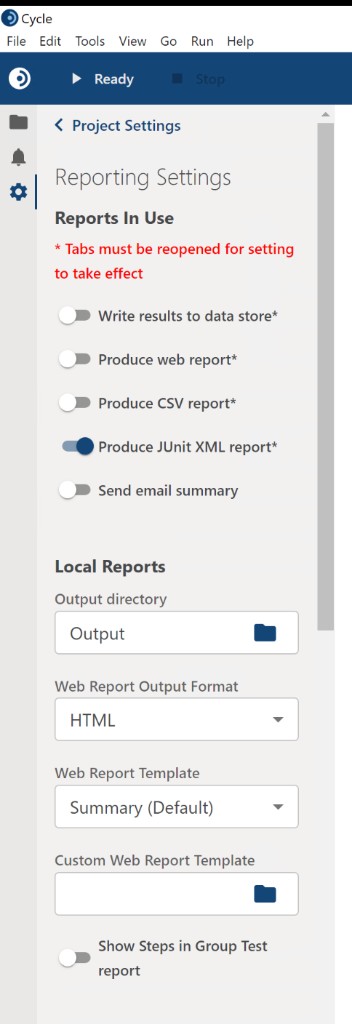 Reporting Settings