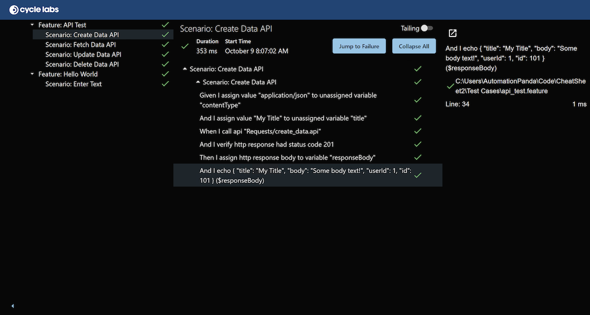 Report Dashboard with Two Test Launches