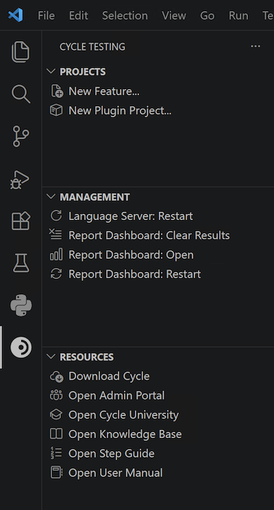 Cycle Testing Activity Bar