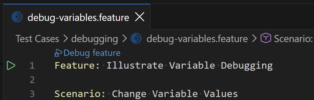 Debug feature CodeLens above the Feature line of a Feature File