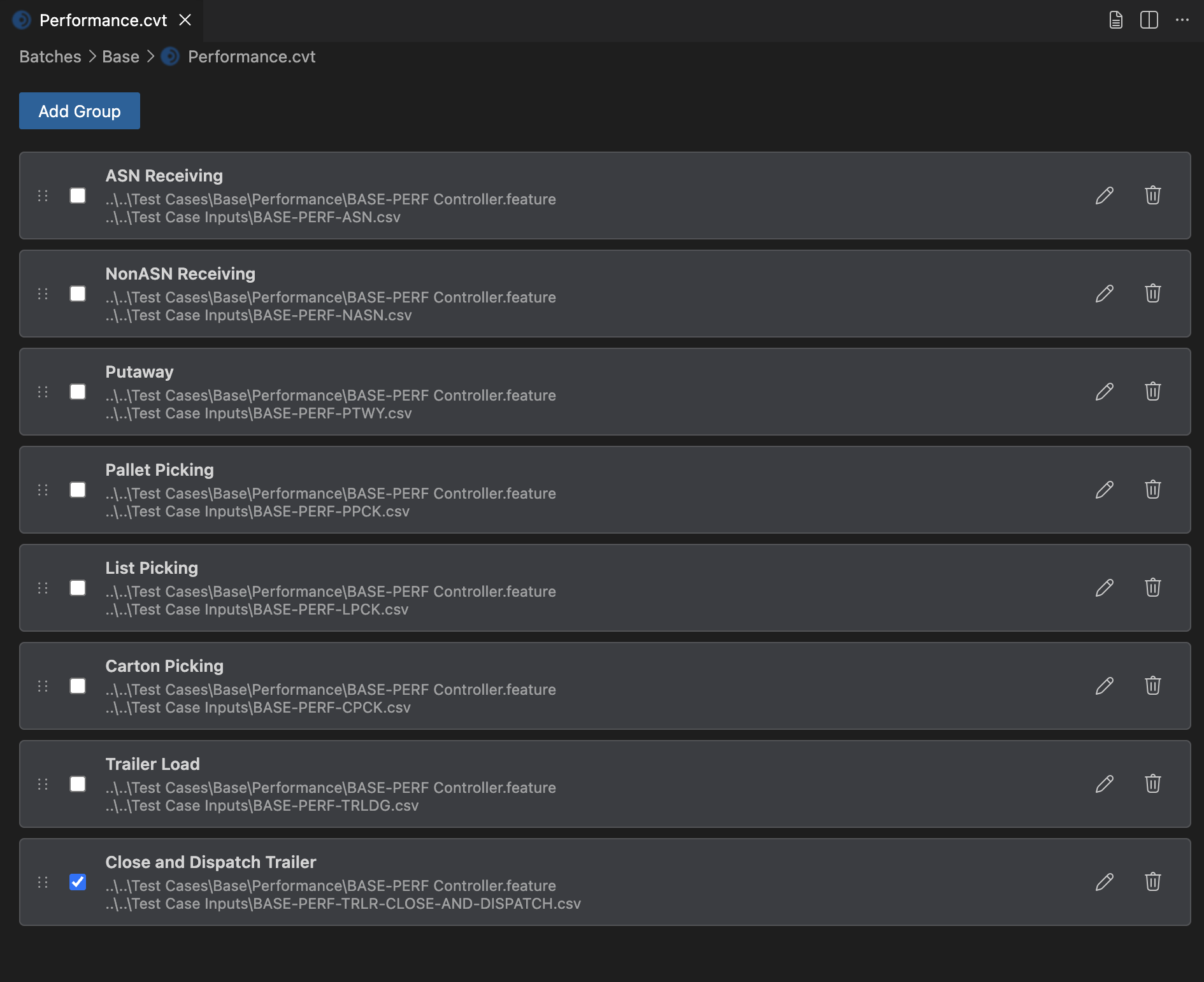 Group Test Visual Editor
