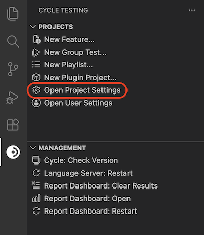 Opening Project Settings