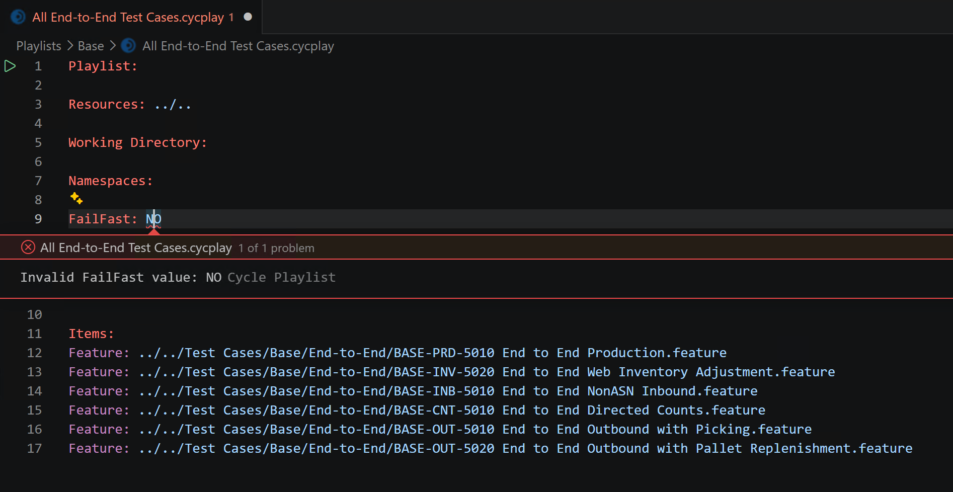 Playlist syntax error in the text editor