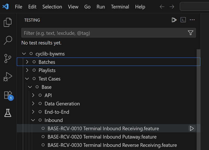 Test Explorer view