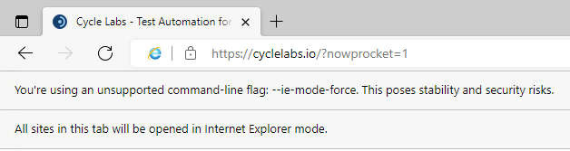 Edge IE Mode toolbars