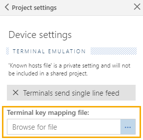 Terminal key mapping file