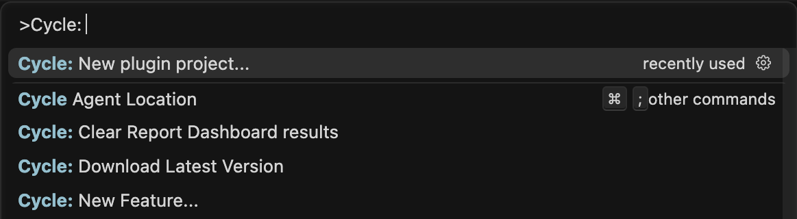 New plugin project command from the Command Palette