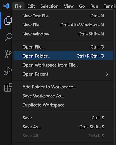 File -&gt; Open Folder