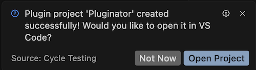 Open new plugin project in VS Code