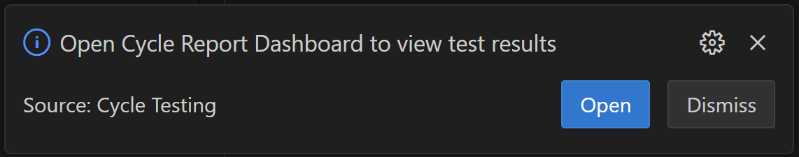Prompt to Open Cycle Report Dashboard
