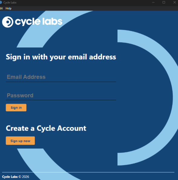 Login screen