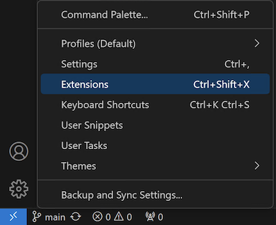 Manage -> Extensions