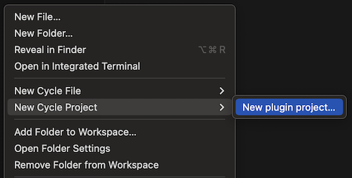 New plugin project option from the Explorer context menu