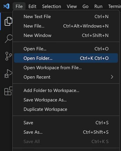 File -> Open Folder