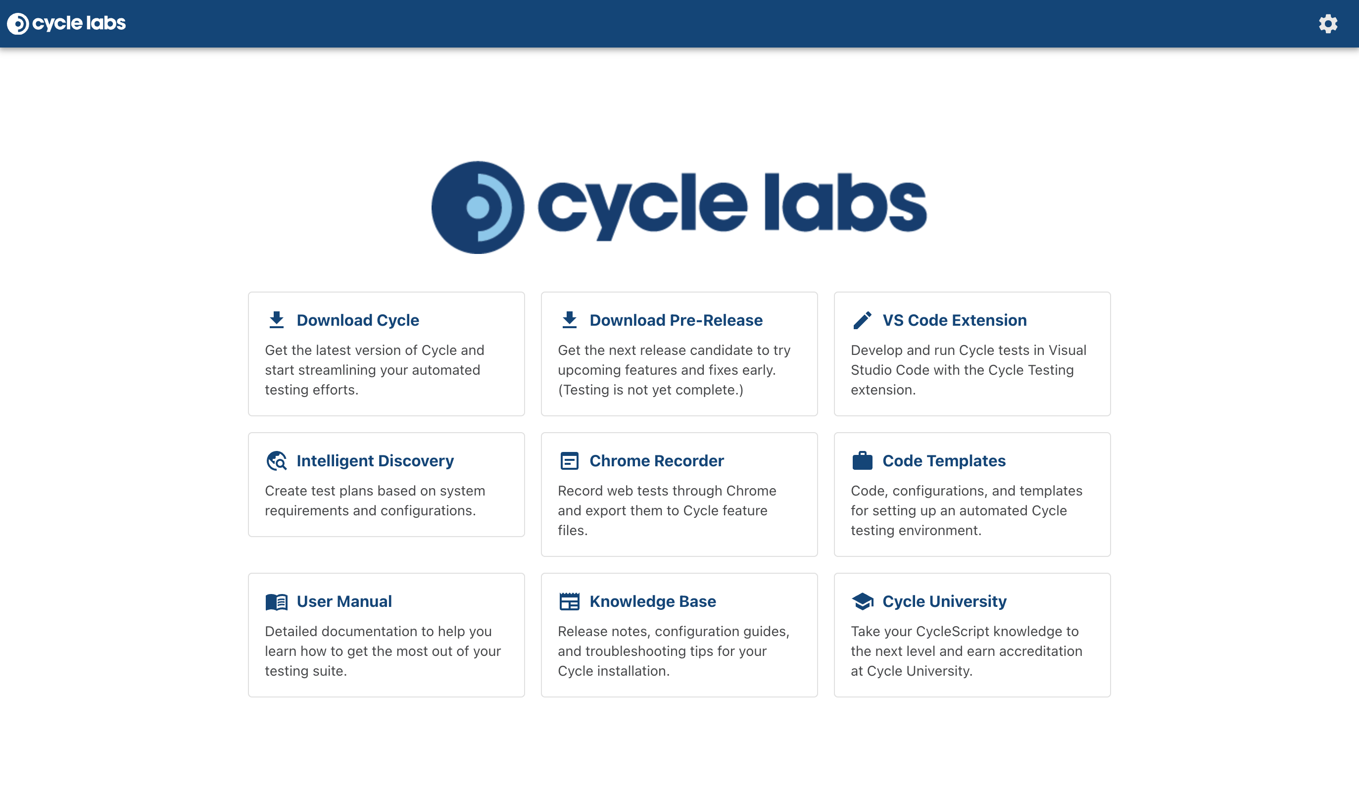 Cycle Cloud Home landing page